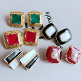 Geometric Pearl Clip Earrings Brincos Jewelry