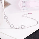 925 Silver Round Bracelet Crystal Concentric Women Lady Jewelry
