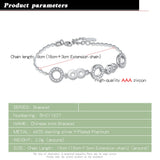 925 Silver Round Bracelet Crystal Concentric Women Lady Jewelry