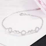 925 Silver Round Bracelet Crystal Concentric Women Lady Jewelry