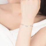 925 Silver Round Bracelet Crystal Concentric Women Lady Jewelry