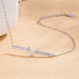 925 Sterling Silver Women's Wave Geometric V Figure Bangle for Girlfriend