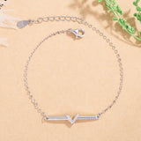 925 Sterling Silver Women's Wave Geometric V Figure Bangle for Girlfriend