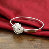 925 Sterling Silver Rose Flower Bracelet Bangle For Woman