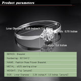 925 Sterling Silver Rose Flower Bracelet Bangle For Woman