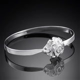 925 Sterling Silver Rose Flower Bracelet Bangle For Woman