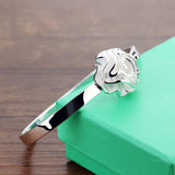925 Sterling Silver Rose Flower Bracelet Bangle For Woman