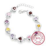 925 Silver Heart Zirconia Bracelet Engagement Party Christmas Gift