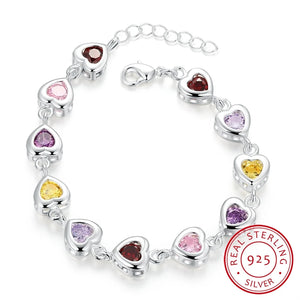 925 Sterling Silver Heart Zirconia Bracelet for Women
