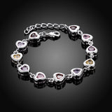 925 Sterling Silver Heart Zirconia Bracelet for Women