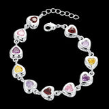 925 Sterling Silver Heart Zirconia Bracelet for Women