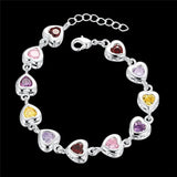 925 Silver Heart Zirconia Bracelet Engagement Party Christmas Gift
