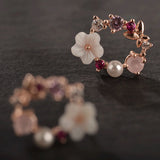 Sweet Flower Floral Earring Rhinestone Crystal Girly Heart Pearl Hoop