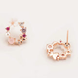 Sweet Flower Floral Earring Rhinestone Crystal Girly Heart Pearl Hoop