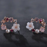 Sweet Flower Floral Earring Rhinestone Crystal Girly Heart Pearl Hoop