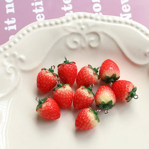 Sweet Fruit Strawberry 3D Pendant DIY Jewelry Earrings Keychain Bag Material