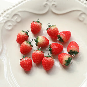 Sweet Fruit Strawberry 3D Pendant DIY Jewelry Earrings Keychain Bag Material
