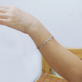 925 Sterling Silver Full Heart Bracelet Hollowed Out For Women Ladies Party