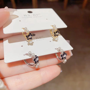 Elegant Camellia Pearl Earrings