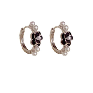 Elegant Camellia Pearl Earrings