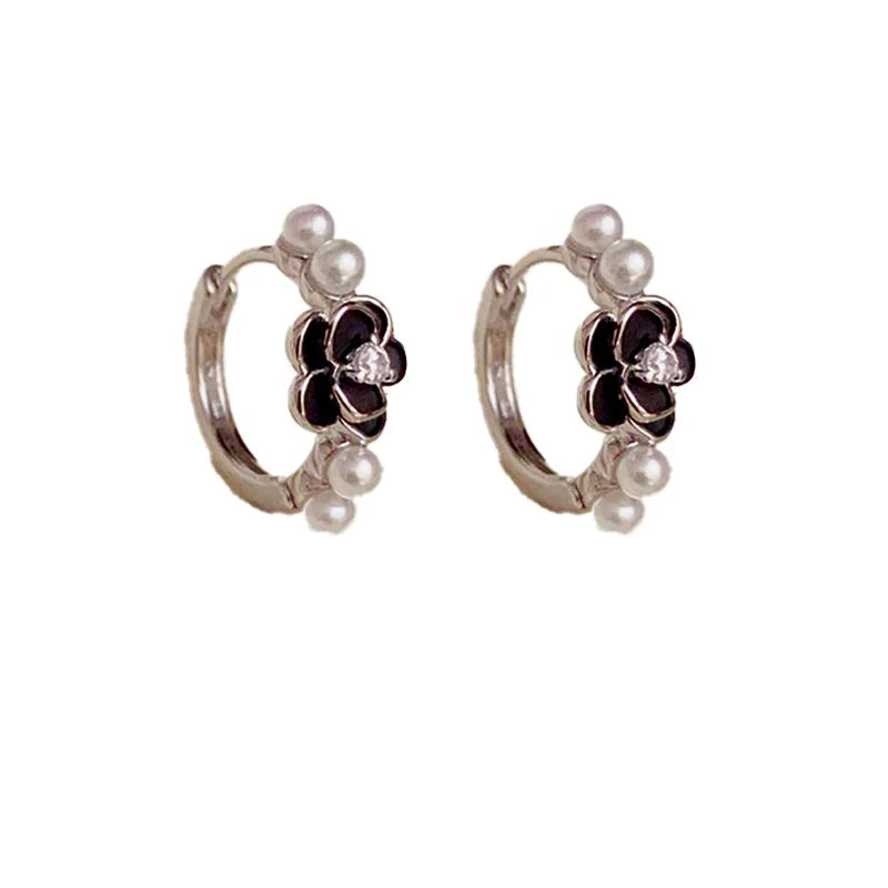 Elegant Camellia Pearl Earrings