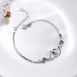 Sweet Heart 925 Sterling Silver CZ Bracelet for Women
