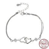 Sweet Heart 925 Sterling Silver CZ Bracelet for Women