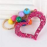 Sweet Heart Bead Grape Crystal Charm Pendant Purse Bag Car Key Ring Chain Jewelr