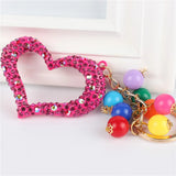 Sweet Heart Bead Grape Crystal Charm Pendant Purse Bag Car Key Ring Chain Jewelr