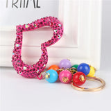 Sweet Heart Bead Grape Crystal Charm Pendant Purse Bag Car Key Ring Chain Jewelr