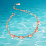 Sweet Heart Bracelet Rose Double Chain 925 Sterling Silver Bracelet