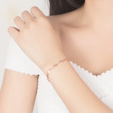 Sweet Heart Bracelet Rose Double Chain 925 Sterling Silver Bracelet