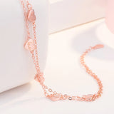 Sweet Heart Bracelet Rose Double Chain 925 Sterling Silver Bracelet