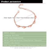 Sweet Heart Bracelet Rose Double Chain 925 Sterling Silver Bracelet