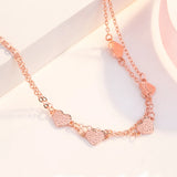 Sweet Heart Bracelet Rose Double Chain 925 Sterling Silver Bracelet