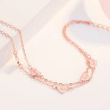 Sweet Heart Bracelet Rose Double Chain 925 Sterling Silver Bracelet