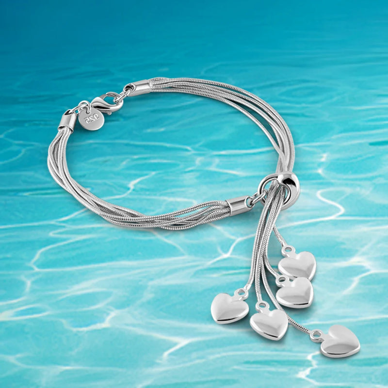 925 Silver Sweet Heart Crown Bracelet for Women