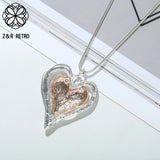 Vintage Sweet Heart Long Chains Necklace Love Pendant