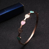 Sweet Heart Charm Cuff Bangle Stainless Steel Plating Women Girls Bracelet