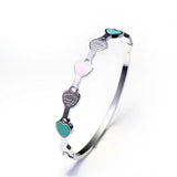 Sweet Heart Charm Cuff Bangle Stainless Steel Plating Women Girls Bracelet