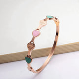 Sweet Heart Charm Cuff Bangle Stainless Steel Plating Women Girls Bracelet