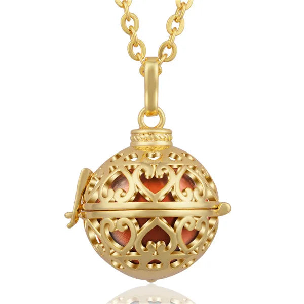 Sweet Hollow Heart Pregnancy Locket Cage Pendant Necklace