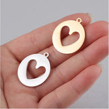 Mirror Stainless Steel Heart Pendant DIY 15mm 20Pcs