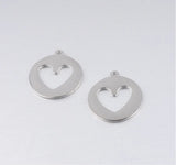 Mirror Stainless Steel Heart Pendant DIY 15mm 20Pcs