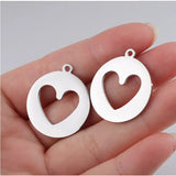 Mirror Stainless Steel Heart Pendant DIY 15mm 20Pcs