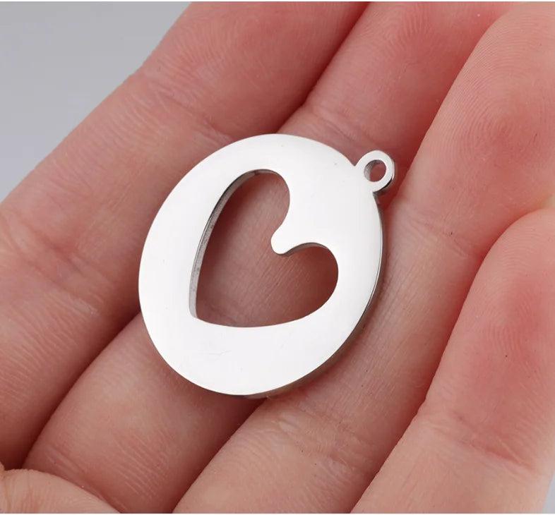 Mirror Stainless Steel Heart Pendant DIY 15mm 20Pcs