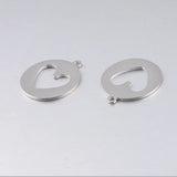 Mirror Stainless Steel Heart Pendant DIY 15mm 20Pcs