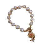 Baroque Pearl Sweet Honeybee & Chrysanthemum Bracelet