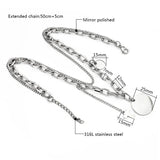 Double Link Chain Cross Necklace with Circle Engrave