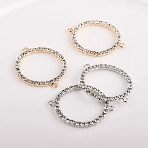 Double Hanging Round Diamond Earrings Pendant DIY Alloy Parts